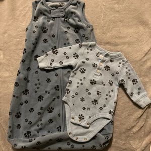 Paw Print Sleep Sack and Onesie
